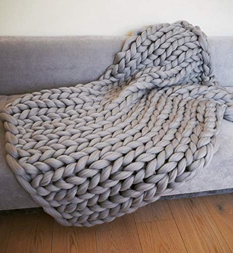 Zituop Super Chunky Yarn Merino Wool Alaternative Bulky Roving For Arm Knitting Blanket, 500G-1.1Lb (Light Grey) #TOP4