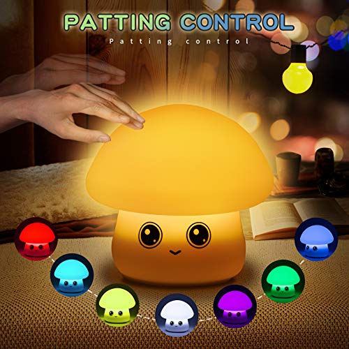 Goodeer Mushroom Night Light, Mushroom Rechargeable Night Light, 7 Colors Kids Nitght Light, Mushroom Bed Lamp, Mushroom Room Decor, Cute Kawaii Gifts For Kids Toddlers Babies #TOP1