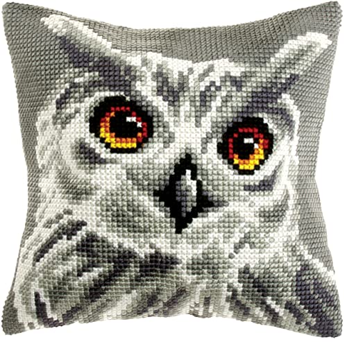 Orchidea - Cushion Cross Stitch Kit - White Owl - Printed Canvas - 4.5 Count - for Adults - 9532