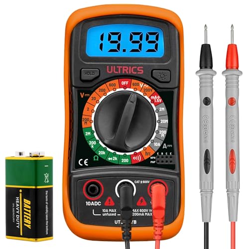 ULTRICS Digital Multimeter Tester, 2000 Counts Volt Meter with Backlit LCD