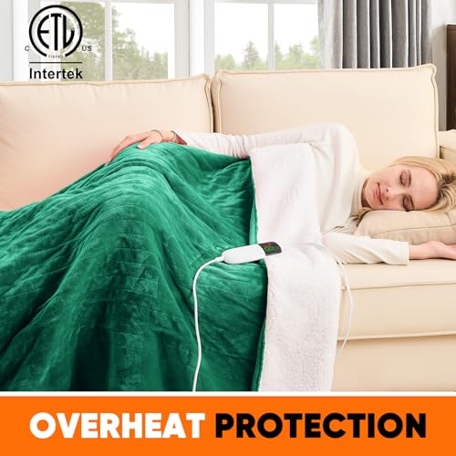 greenoak Cobertor aquecido elétrico 127 x 152 cm, cobertor de aquecimento com 10 níveis de calor 1/2