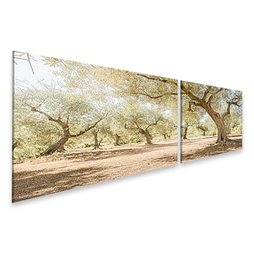 Tableau sur toile olivier pour salon et amoureux de la nature paysage en deux panneaux