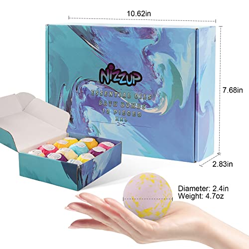 Nizzup Bath Bombs Gift Set,12 Pack Aromatherapy Fizzies With Essential Oil Spa For Relaxing And Moisturizing.long Lasting To Rotate Floaters.best Gift For Girlfriend,Her/Him,Kids #TOP2