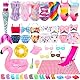 Festfun Sommer Kleidung für Puppen 25 Puppenkleidung Puppenzubehör enthält Picknickmatte Strandstuhl Badeanzug Meerjungfrau Kleidung Brille Schwimmring Schuhe für 11,5 Zoll 30 cm Puppen