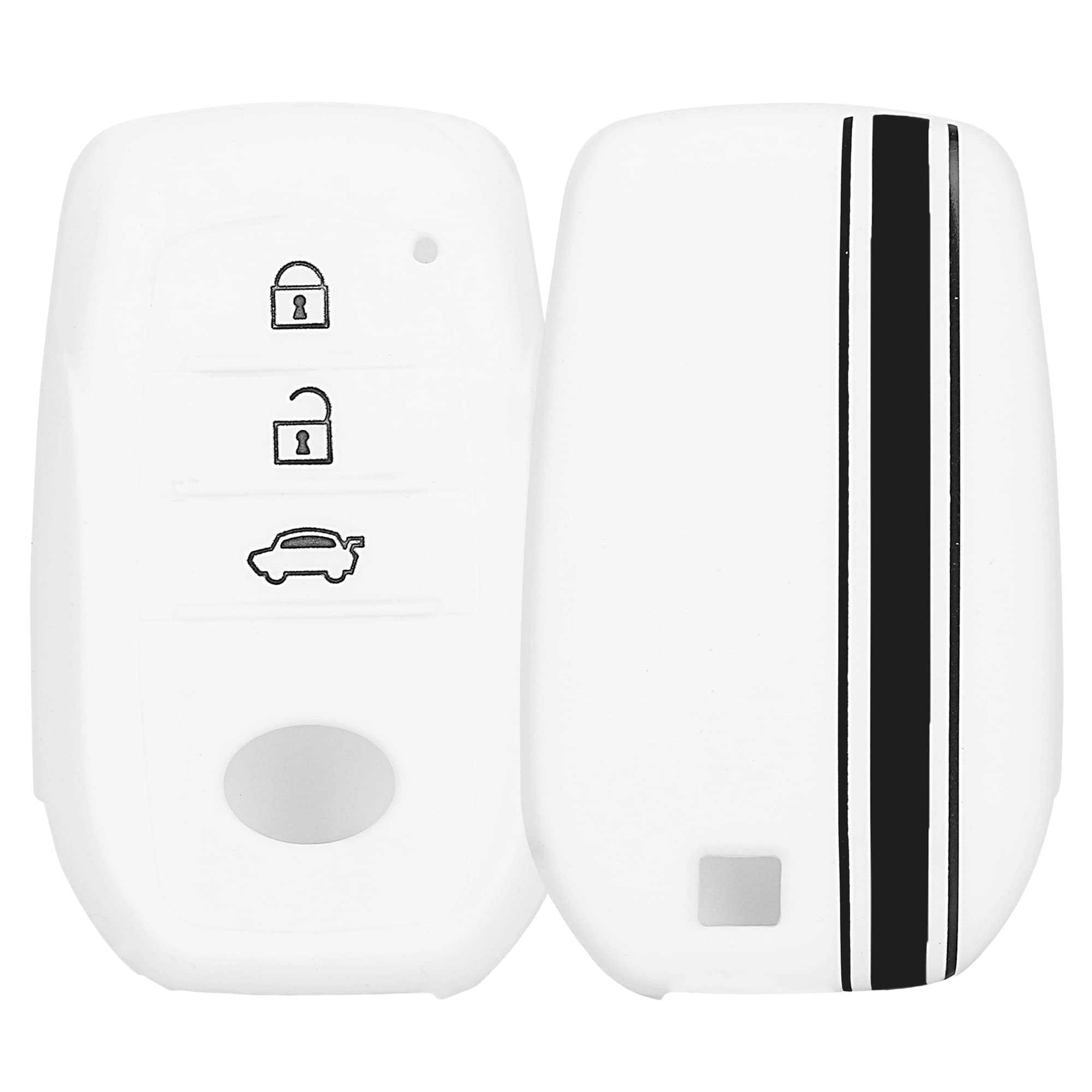 JVCV® Car Key Cover Compatible with Toyota Innova Crysta & Fortuner Smart Key - Rally Stripe (White Black)