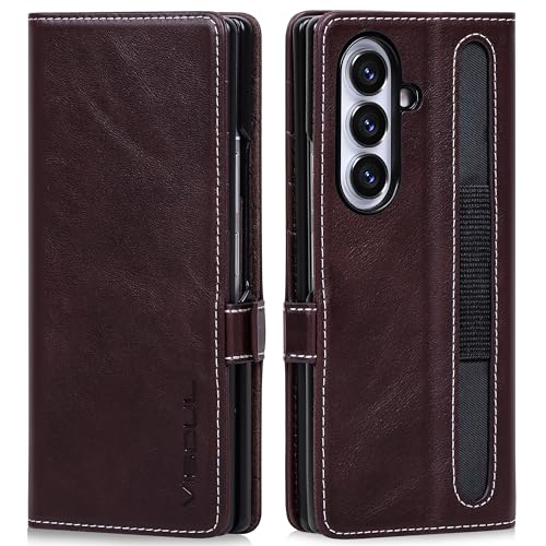 Coque Galaxy Z Fold 7 cuir véritable étui portefeuille 8"