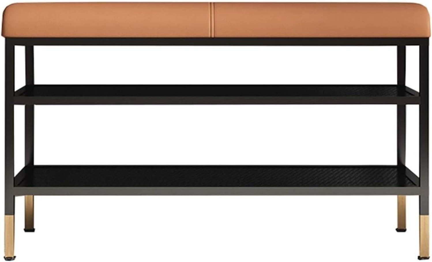 Banc à chaussures en métal robuste au design industriel marron avec assise