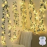 CEWOR Pothos Vine with Fairy Lights Battery Operated, 40ft 120 LED Ivy String Lights, Artificial Ivy Garland with Lights for Bedroom, Room, Wall, Garden, Party, Wedding Decor