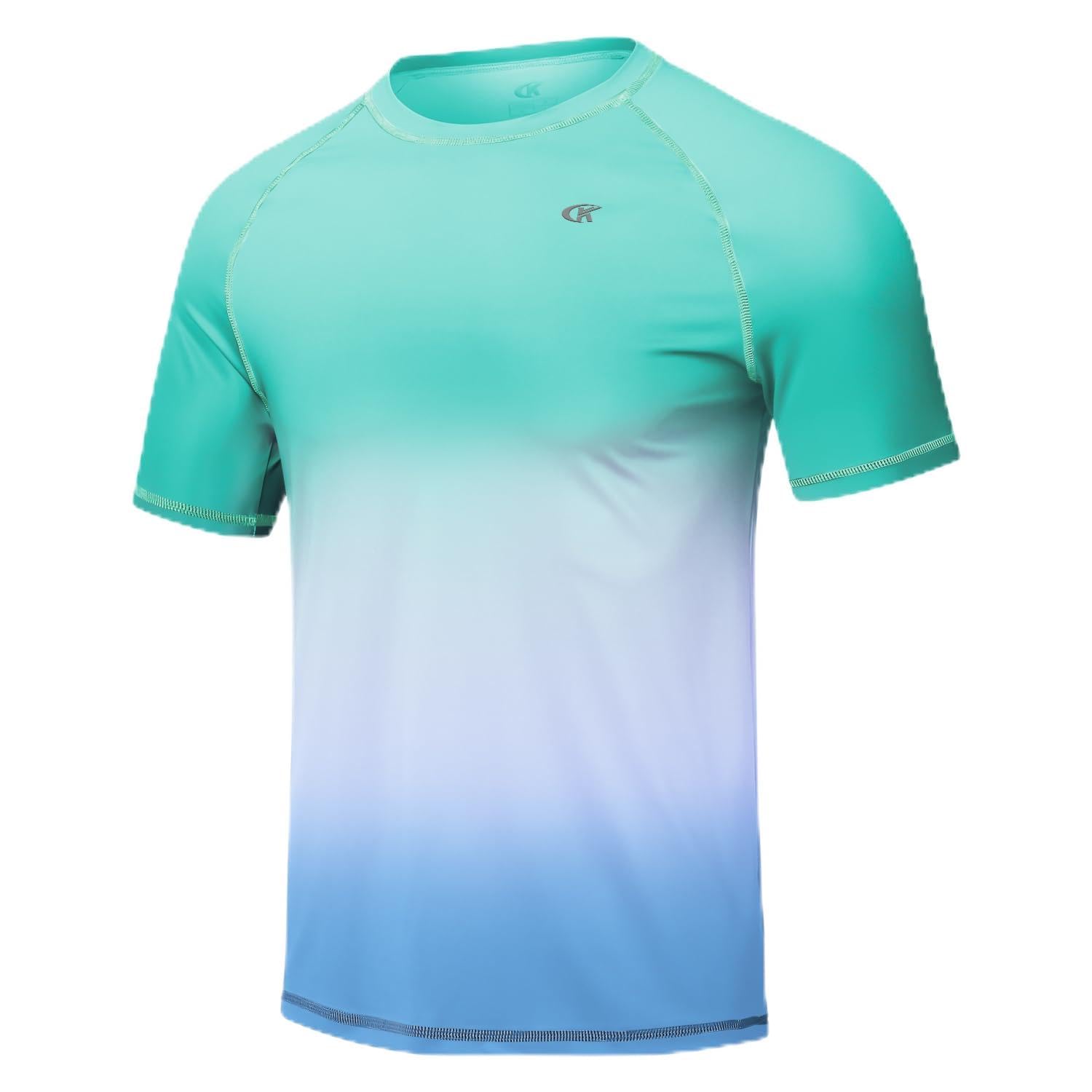 Huayuzh Herren UV Shirt Rashguard T-Shirt Schwimm Shirt Schnelltrocknend Leicht Atmungsaktiv Surfen Angeln Wandern Top