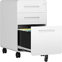 Vista 25 de Gabinete portátil de 3 cajones con cerradura, archivadores enrollables para oficina en el hogar, pequeño gabinete de archivo bajo escritorio