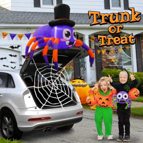Halloween Trunk or Treat Car Decorations Kit Inflatable Spider with LEDs - image 3
