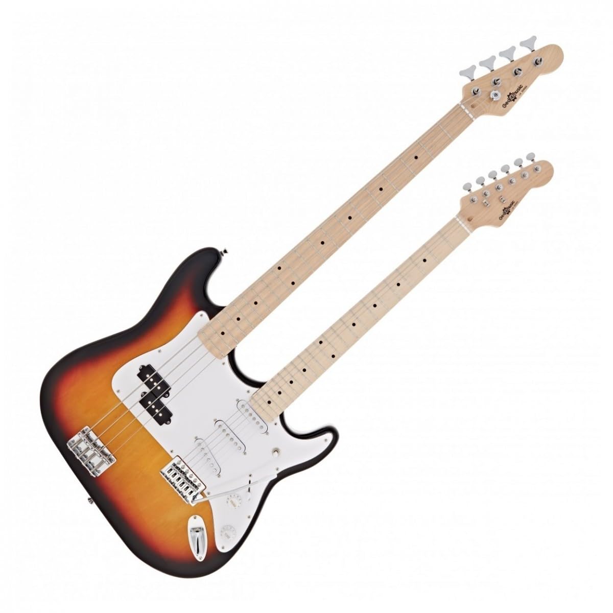 Full Size Guitarra eléctrica y bajo de doble mástil Sunburst
