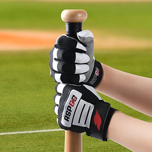 Rspgo Youth Baseball & Softball Batting Gloves For Kids With Super Grip Fit, Classic Black Xs/S #TOP5