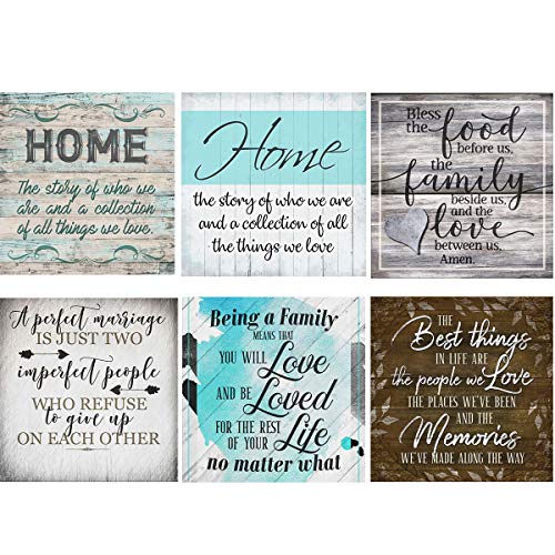 6 Pack 5d Diamond Painting Kits Round Full Drill Acrylic Embroidery Cross Stitch for Home Wall Decor Letter Pattern(Canvas 12X12In?