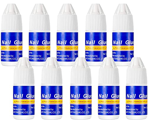 10 PCS Extra-Strong Nail Glue, Quick Dry Super Strong Nail Tip Adhesive Bond Glue Adhesive Salon Professional Quality for Applying Artificial Nail Tips Manicure Supplies (Nail glue)