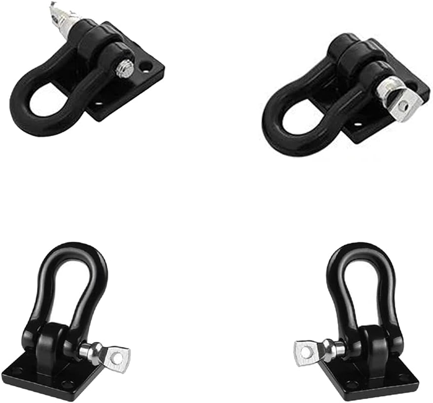 Black Metal Climbing Trailer Tow Hook Hooks Buckle Winch Shackles for 1/10 Scale Crawler Truck D90 SCX-10 Climbing Car, RC Car Accessory