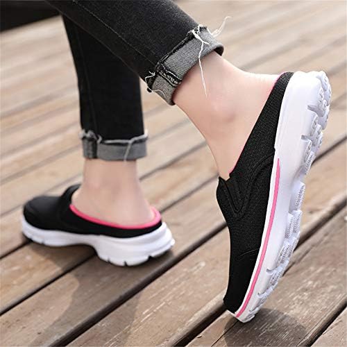 MizHome Women's Backless Walking Sneakers Summer Slip-on Mule Shoes Closed Toe Slippers Black 9 | Image 4