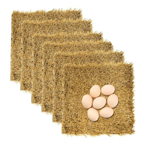 2026 New 12"x12" Chicken Nesting Pads 6Pcs Washable Chicken Coop Bedding Laying Artificial Grass Rug Carpet Synthetic Turf Mat Garden Lawn Indoor/Outdoor Bedding for Chicken Hen Small Pets(Brown)