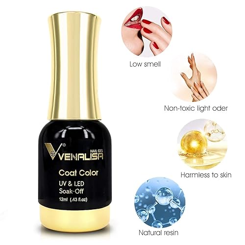 Miniatura 5 de Venalisa - Esmalte de uñas en gel, 2 unidades en color blanco y negro, se seca con luz LED o UV, kit de salón de manicura para principiantes, para
