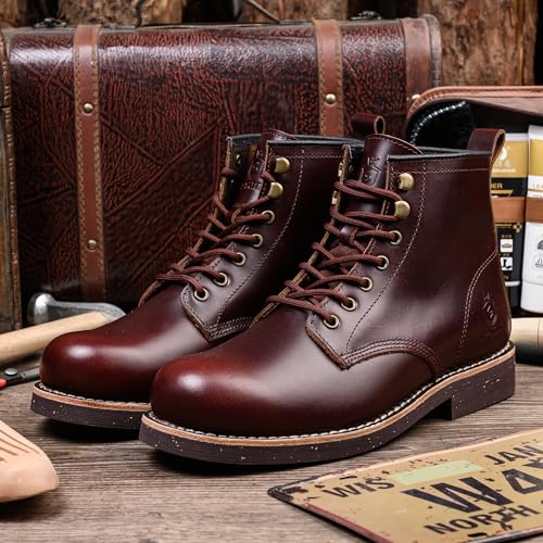 SL-Saint Handgefertigte Herrenstiefel mit weicher Zehe Wasserdicht-Leder Kuhfell/Wolle Mode Komfortschuhe (LederFutter, Braun, Erwachsene, Herren, 42, Numerisch, EU Schuhgrößensystem, M)