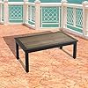 Festival Depot Patio Coffee Table Metal Table with Wood Grain Top Outdoor Furniture for Porch Garden Rectangle