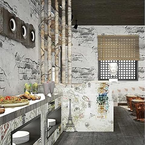 Wallpaper Modern Minimalist Non-Woven Gray Cement Brick Wall Industrial Style Antique Background Wall Paper Brick Pattern Brick Brick Wallpaper, A Cover