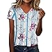 Maglietta estiva da donna, a maniche corte, scollo a V, con stampa floreale, per il tempo libero, da donna, Colore: rosa., XXXL