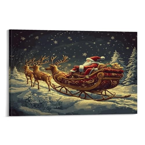 Père Noël Murale Décoration Affiche Salon Toile Grand Format 50x75cm
