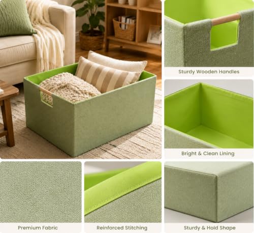 Image of Storage Bin for Shelves Rectangle Closet Baskets Foldable Box with Handles, Gray Storage Bins, Storage Boxes for Home Office Car Dormroom