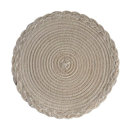 Sets de table ronds beiges 38 cm (lot de 6) anti-rayures pour salle à manger