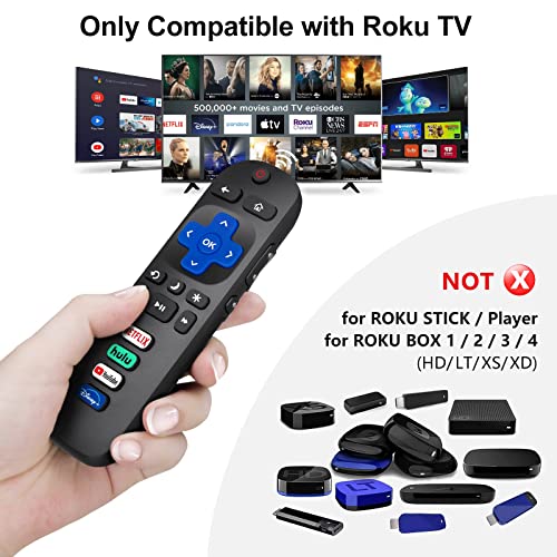 (Pack Of 2) Replaced Remote Control Only For Roku Tv, Compatible For Tcl Roku/Hisense Roku/Onn Roku/Sharp Roku/Element Roku/Westinghouse Roku/Philips Roku Series Smart Tvs (Not For Roku Stick And Box) #TOP1