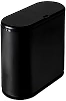 Vista 1 de Sooyee - Contenedor de basura de plástico rectangular con tapa a presión, para baño, tocador, dormitorio, cocina, taller, oficina, 10 litros, negro