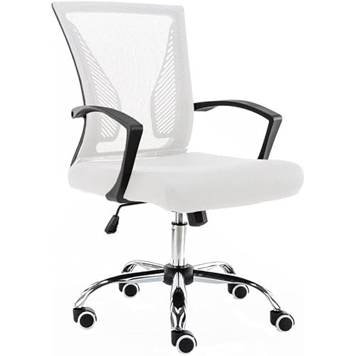 Modern Home Zuna Mid-Back Office Task Chair - Ergonomic Back Supporting Mesh Back Desk Chair (Black/White)