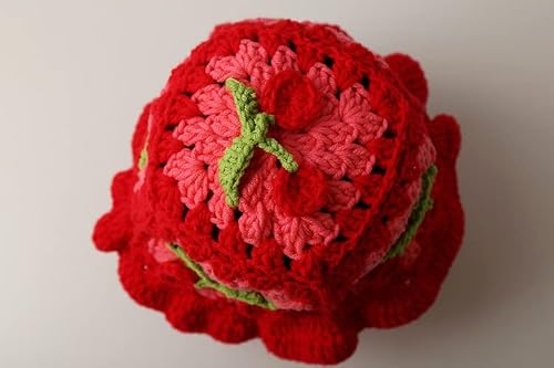 Cherry Bucket Hat Cute Crochet Fisherman Hats For Women Preppy Hat Handmade Summer Sun Hat Fot Girls Beach Holiday (Green) #TOP5