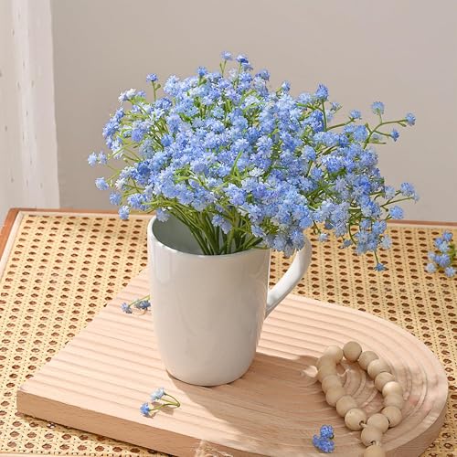 Image of Art Street Baby Breath Blue Flowers Artificial Bouquets | Christmas, New Year Mothers Day Gifting, Flowers for Vases | Decoration Items for Living Room| Set of 2 (Size: 14 Inch)