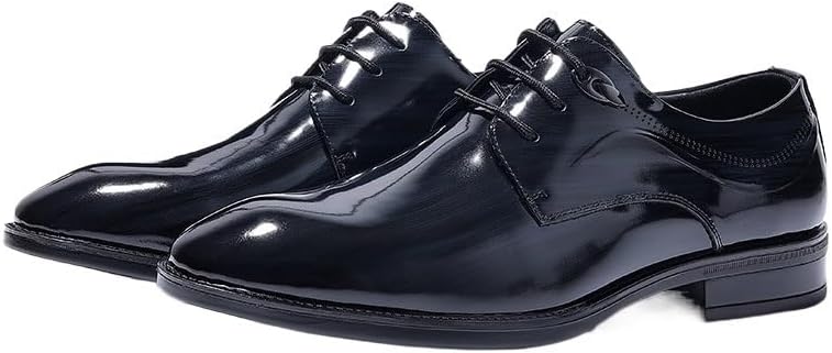 Men Lace Up Oxford Shoes Casual Leather Shoes Wedding Shoes Wedge Flat Flat Toe Stitching Lightweight Portable