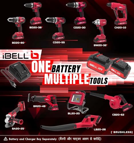 Image of iBELL BP 32-30 L1 Cordless Pruning Shears | 20V Tree Cutter & Garden Branch Cutter | Cuts up to 30mm | Stainless Steel Blade for Gardening Use | 2.0Ah Battery & Charger Included