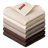 Artoid Mode 100% Cotton Dark Coffee Beige Brown Waffle Weave Kitchen Dish Cloths, 28x28 cm Ultra Soft Absorbent Quick Drying Kitchen Dish Towels Set of 6, Multicolor