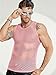 COOFANDY Mesh Shirt for Men Pink Net Shirt Pink Sleeveless Round Neck Sexy Tank Top Casual Sleeveless T Shirts Summer