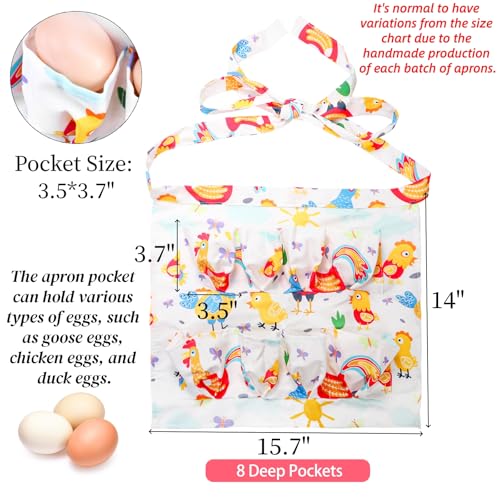 Image of Goaste Egg Collecting Apron for Kids, 8 Pockets Child Egg Holding Apron, Chicken Egg Gathering Apron, Farmhouse Egg Baskets Holder Apron for Hen Duck Goose Eggs Housewife Kitchen Parent-Child Activity