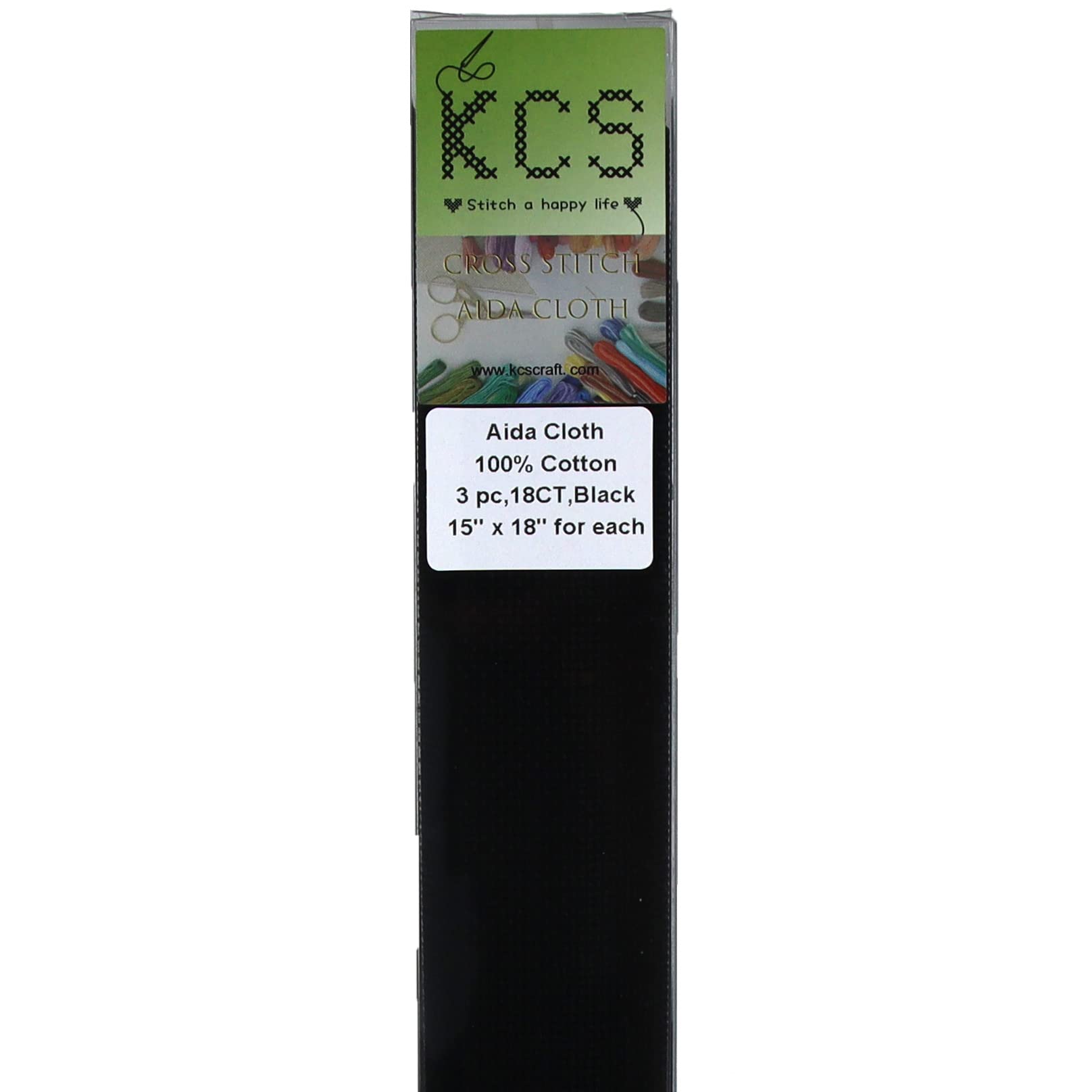 KCS 3 pc of 15" x 18" Counted Cross Stitch Cotton Aida Cloth Needlework Fabric,18CT,Black