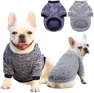 ABRRLO 2 Pack Dog Jumpers Fleece Warm Pet Dog Sweater Soft Thickening Knitwear Puppy Cat Customes for Small Medium Large Dogs (XS, Purple+Blue)
