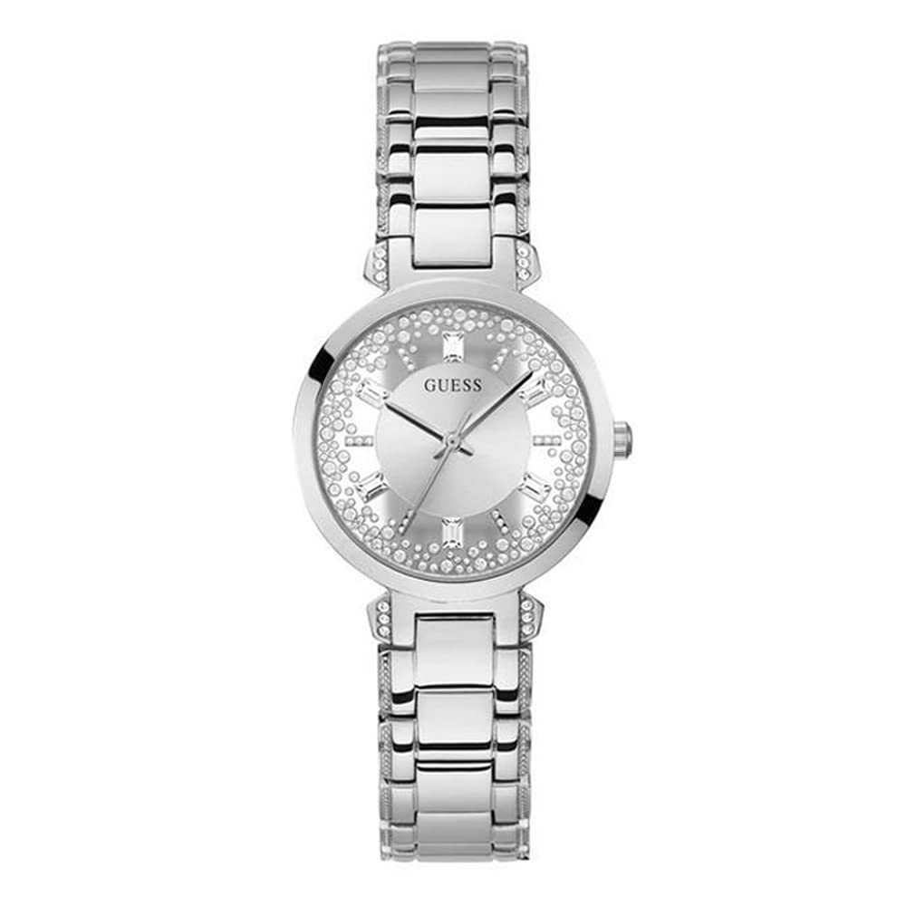 GUESSCrystal Clear Collection Analog Silver Dial Women's Watch-GW0470L1
