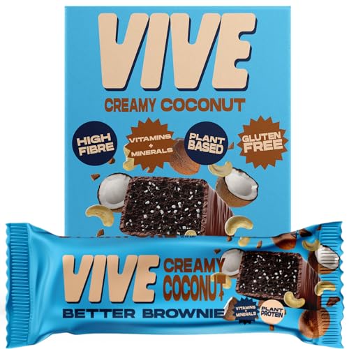 Vive Better Brownie Creamy Coconut with Immunity Vitamins - Low Calorie Vegan Treat - Healthy Protein Snack - Pack of 15