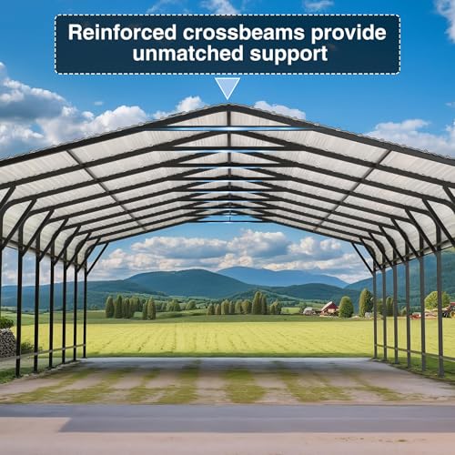 Image of AirWire 20x40 FT Metal Carport, Heavy Duty Car Port Canopy with Reinforced Base and Galvanized Steel Roof & Frame, 2 Car Garage Shelter for Car, Boats and Trucks