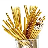 Geeklife 96 Pcs Reusable Paper Straws,100% Biodegradable Drinking Straws,Eco-friendly and Healthy, 7.75 Inches,Golden Yellow
