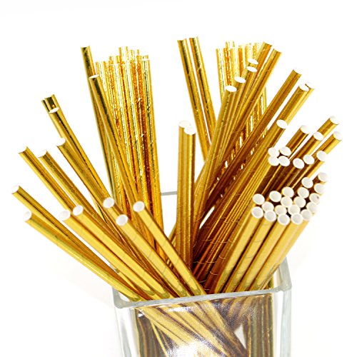 Geeklife 96 Pcs Reusable Paper Straws,100% Biodegradable Drinking Straws,Eco-friendly and Healthy, 7.75 Inches,Golden Yellow