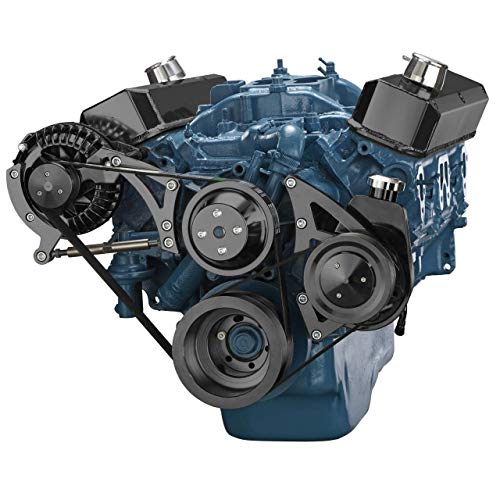 Black Power Steering Serpentine Kit Compatible with Small Block Chrysler 318 340 360 Engines