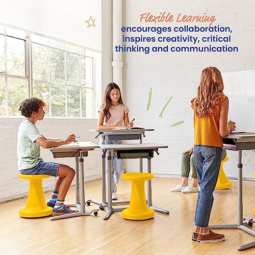 Image of ECR4Kids Twist Active Wobble Stool, 18in Seat Height, Classroom Furniture, Yellow