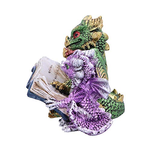 Nemesis Now U5026R0 Tales of Fire Reading Book Dragon Figurine, Polyresin, Multi-Coloured, One Size, Retro-tri Color - Image 3